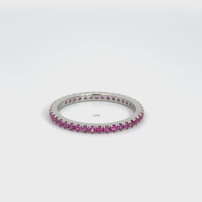 18K White Gold Pink Ruby Eternity Band | 41 Rubies