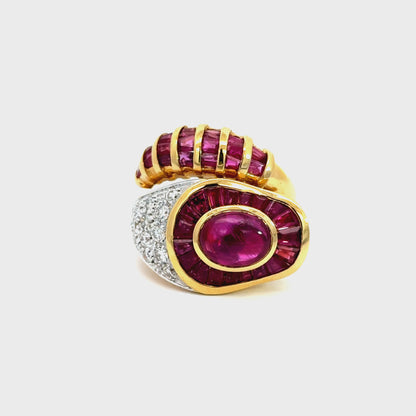 Mesmerizing Vintage 18K Ruby & Diamond Ring