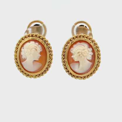 1960’s 18K Yellow Gold Cameo Earrings