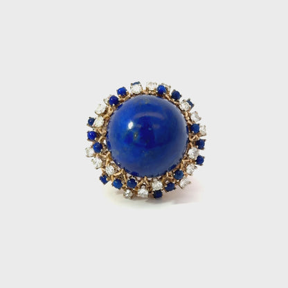 Luxurious Large Lapis Lazuli & Diamond Ring