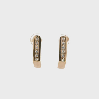 14K Yellow Gold Diamond Bar Earrings