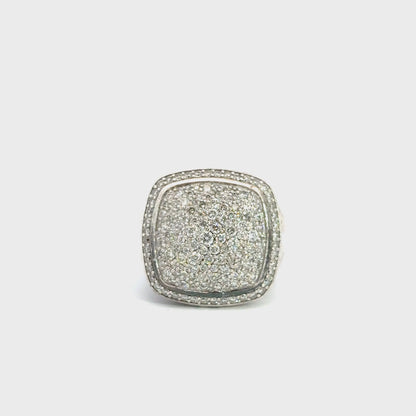 David Yurman Large Albion Pavé Diamond Sterling Silver Statement Ring