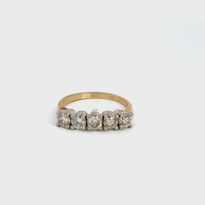 14K Two-Tone Gold Five-Diamond Band