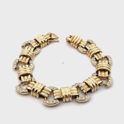 Retro 14K Yellow Gold Diamond Link Bracelet