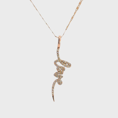 14K Rose Gold Lana Jewelry Rose Gold Diamond Love Script Pendant with Adjustable Chain