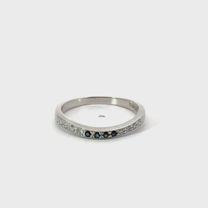 Platinum Sapphire & Diamond Stackable Ring Size 7