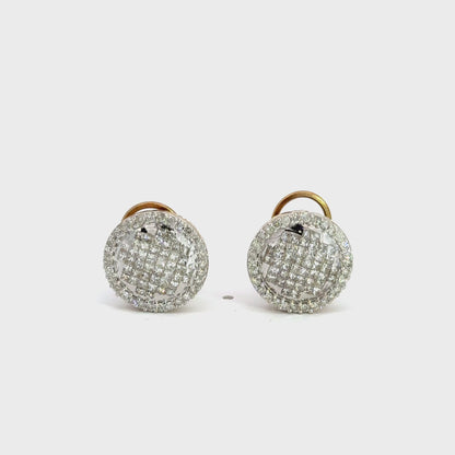 Two-Tone Gold Diamond Cluster Halo Clip-On Earrings