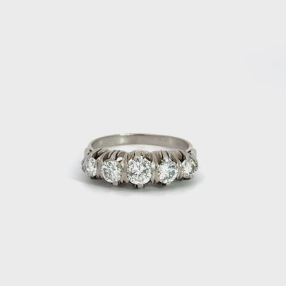 Antique 1920s Platinum Five-Diamond Ring