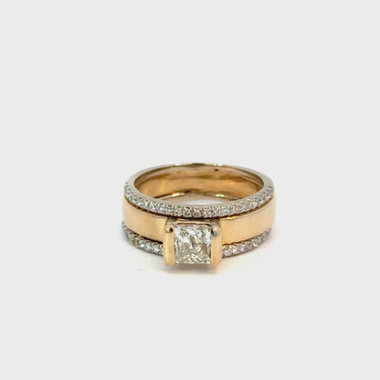 Gabriel & Co. Diamond Two-Tone Gold Ring with Diamond Border