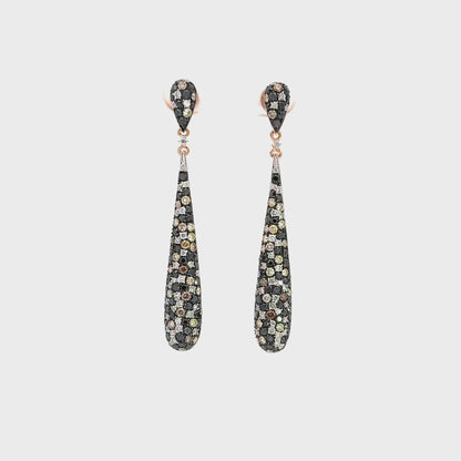 EFFY 14K Rose Gold Diamond Necklace & Earrings Set – Natural Black, Chocolate, Champagne & White Diamonds