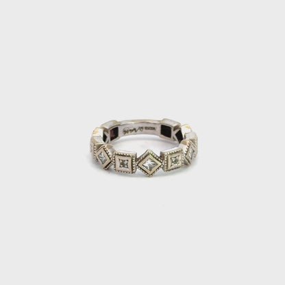 Herb 14K White Gold Diamond Geometric Band Ring