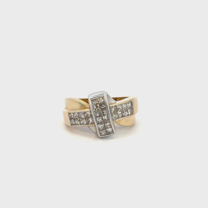 14K Two-Tone Princess Cut Diamond Statement Ring