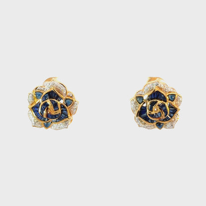 Le Vian 18K Yellow Gold Sapphire & Diamond Floral Earrings