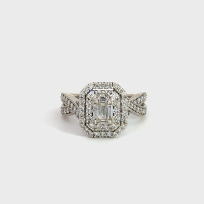 14K White Gold Diamond Double Halo Ring
