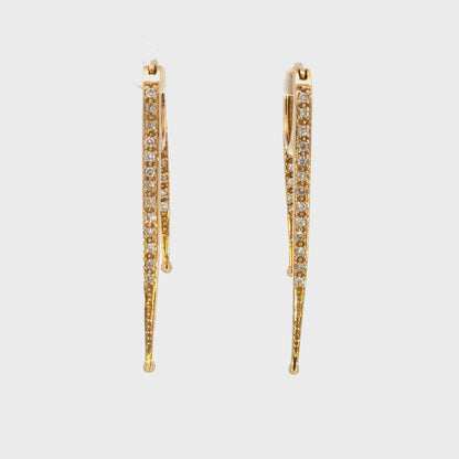 Front-to-Back Diamond Dangle Earrings | 14K Gold Modern Linear Design