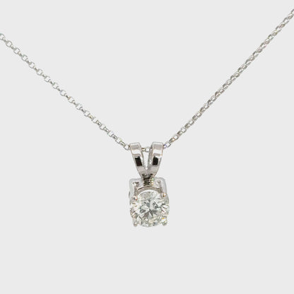 18K White Gold Solitaire Diamond Pendant