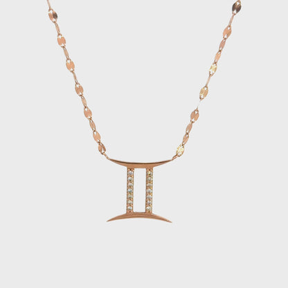 Lana Jewelry 14K Rose Gold Diamond Gemini Necklace