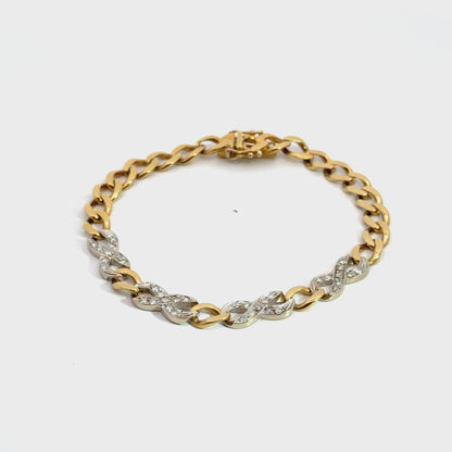 18K Yellow Gold Bracelet with White Gold Diamond Links