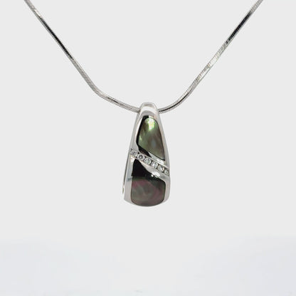 Kabana 14K White Gold Mother of Pearl & Diamond Pendant Necklace – 20” Italian Snake Chain