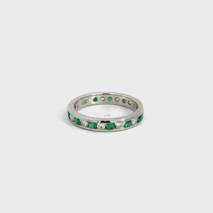 Platinum Emerald & Diamond Eternity Band