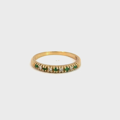 14K Yellow Gold Emerald and Diamond Stacking Ring