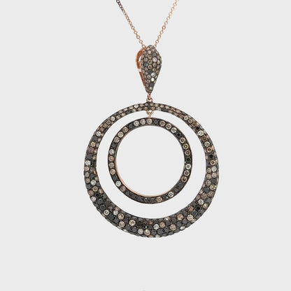 EFFY 14K Rose Gold Diamond Necklace & Earrings Set – Natural Black, Chocolate, Champagne & White Diamonds