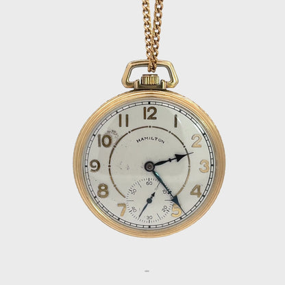 Vintage Hamilton Pocket Watch – Gold Filled – Art Deco Style Dial – Circa 1930–1940