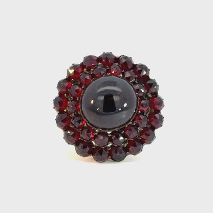 Vintage Yellow Gold Garnet Bloom Statement Ring