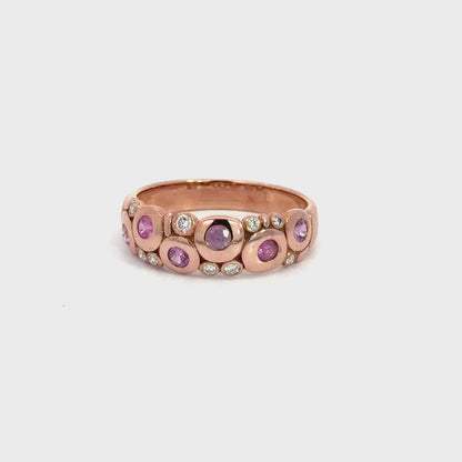 18K Rose Gold Ruby & Diamond Artistic Band Ring