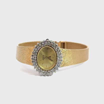 Vintage 1960’s Italian Genève Diamond Watch in 14K Yellow Gold