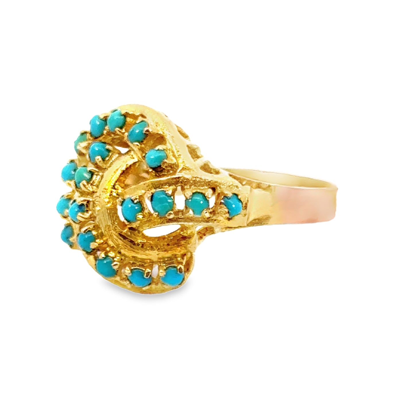 18K Yellow Gold Turquoise Swirl Ring